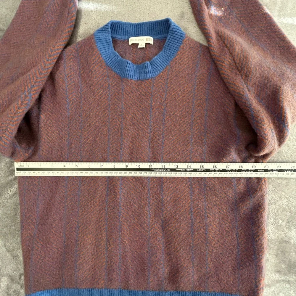 UNIQLO JW Anderson Lambswool Herringbone Sweater Unisex L Blue Brown Wool